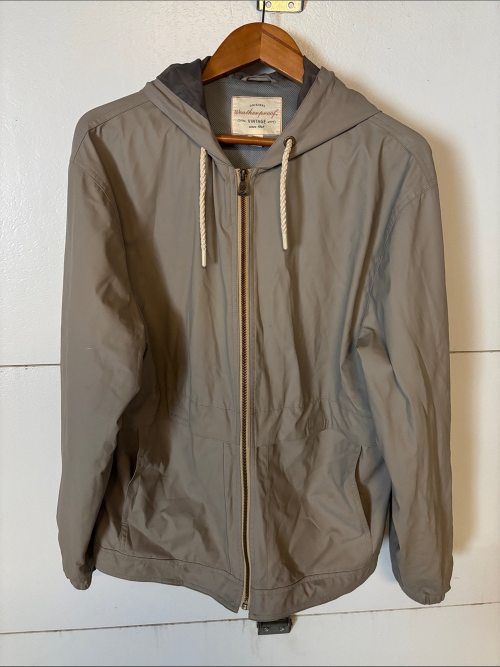 Weatherproof Men's Hooded Windbreaker Jacket - Taupe